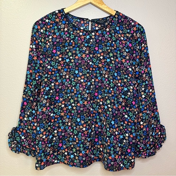 NWT Current Air Star Print Multicolor Flowy Ruffle Blouse - Picture 2 of 9